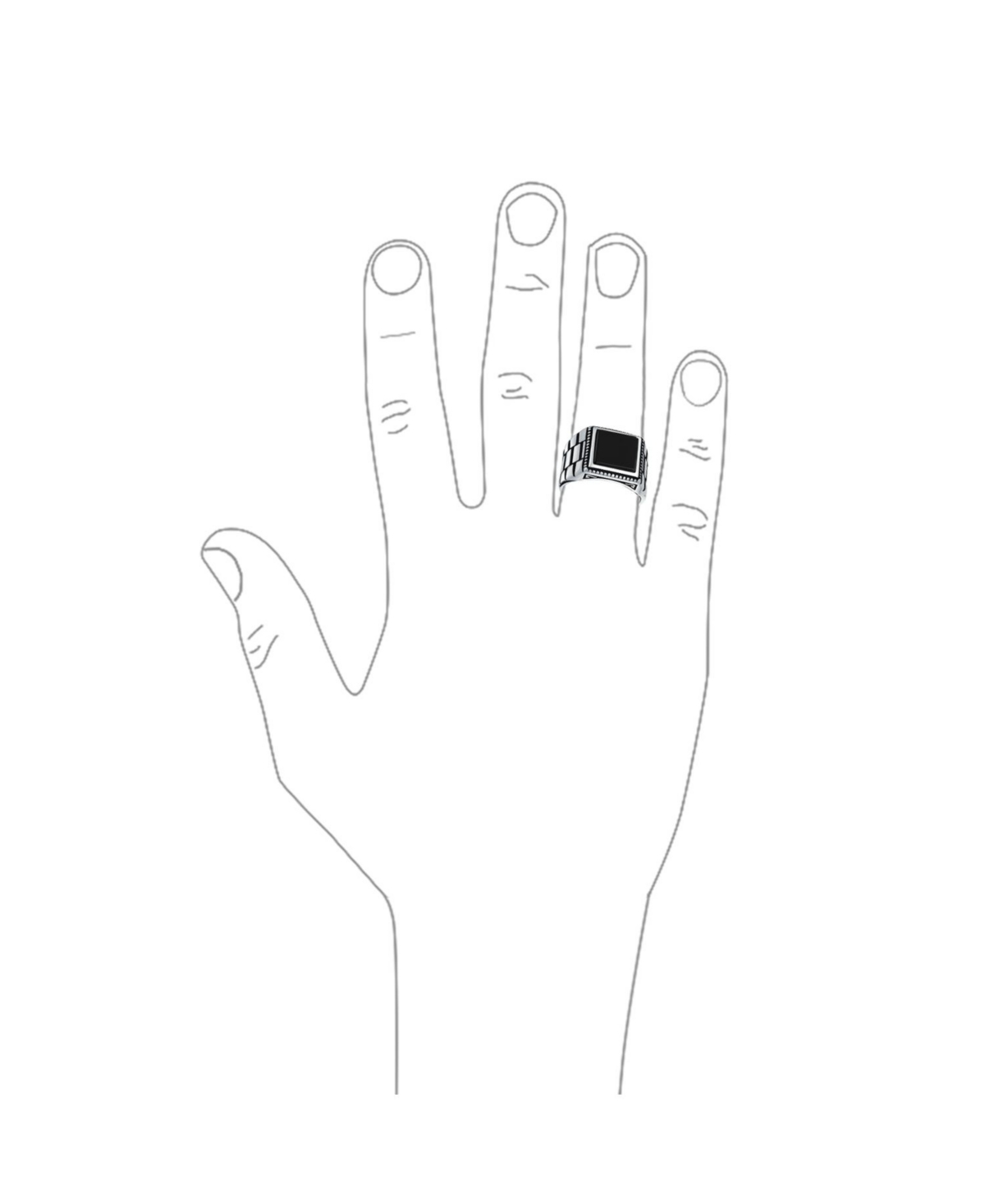 Bling Jewelry Watch Band Style NaturalStatement Rectangle Signet Ring Silver - Black onyx