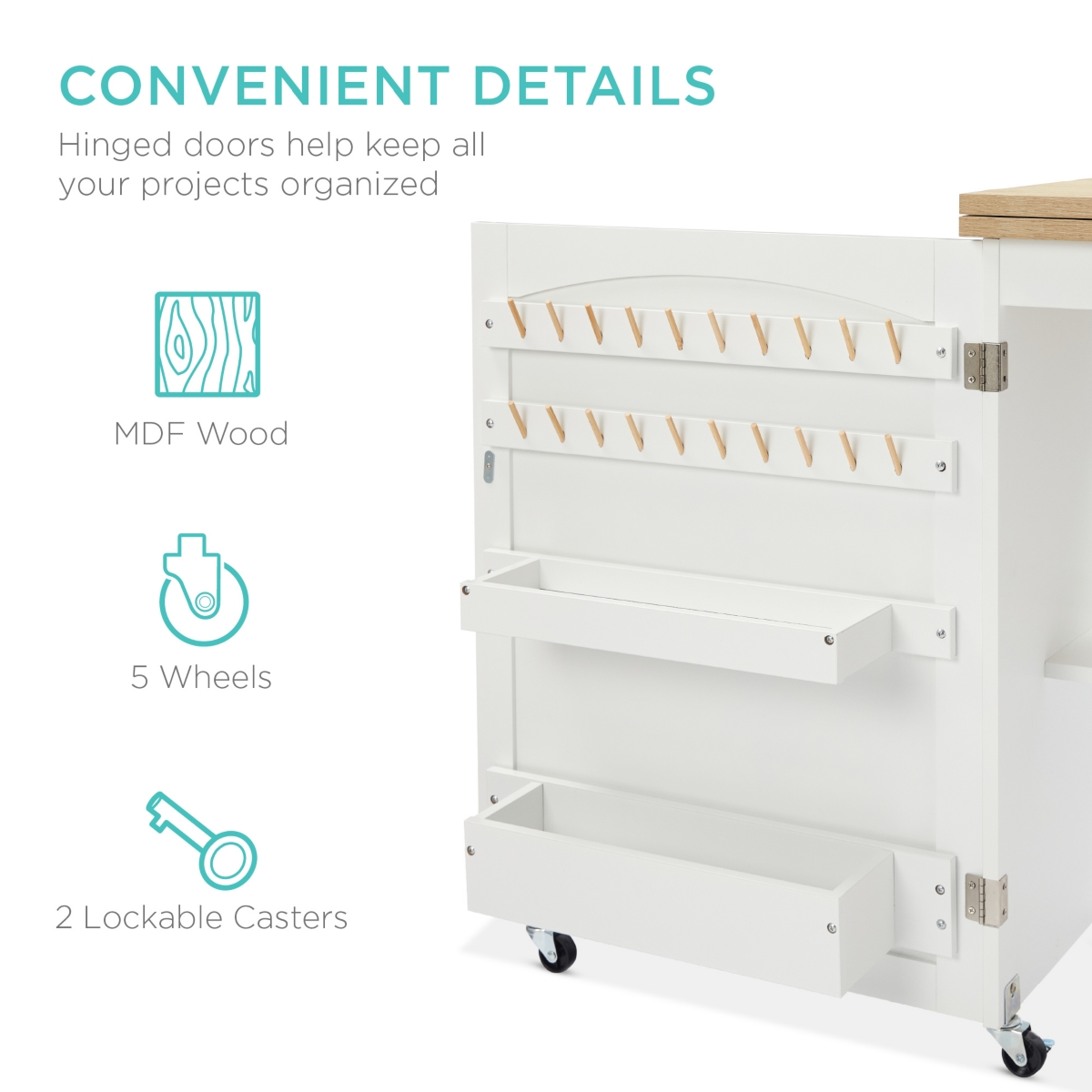 Best Choice Products Sewing Machine Table & Desk w/ Craft Storage and Trays -white