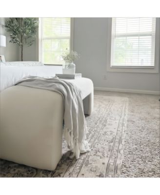 47" Boucle Upholstered Waterfall Bench, Modern Accent Bench for Bedroom, Entryway, or Living Room-Maison Boucle