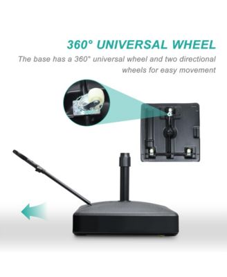 Patio Umbrella Base Heavy Duty with Wheels and Pull Rod, Fillable Umbrella Base, Mobile Market Stand for Deck, Poolside, Lawn - Black