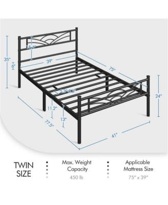 Platform Bed Frame with Metal Bed Slats