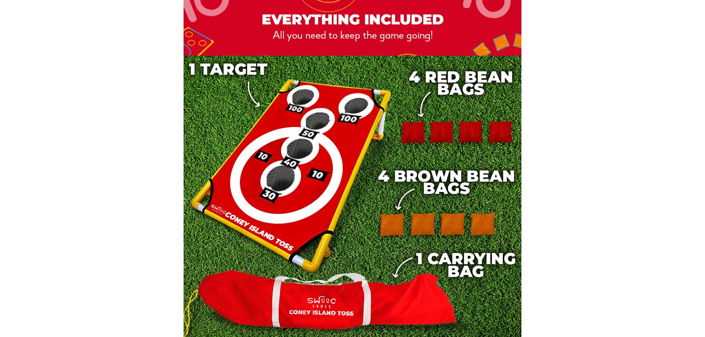 Детские игрушки SWOOC Coney Island Toss 15+ Games Bounce Bean Bag Toss Game, Ages 6+ — фото 5