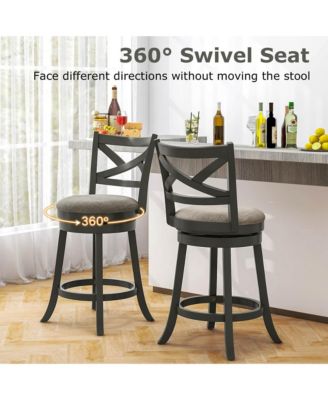 2-Pc Upholstered Swivel Counter Height with Hollow Back and Soft-Padded Seat – Barstool