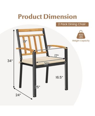 Patio Dining Chairs Set of 2 Metal Outdoor Chairs with Removable Padded Cushions