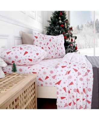 Christmas Cotton Flannel 4-Pc. Bed Sheet Set, King