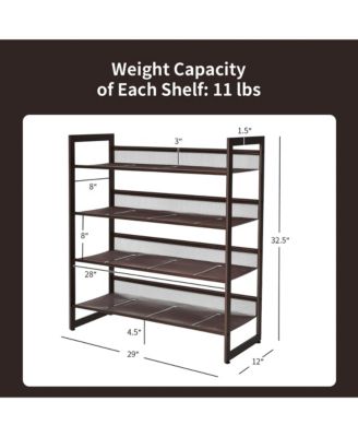 4-Tier Shoe Rack Adjustable to Flat Slant Shoe Organizer Holder Stand