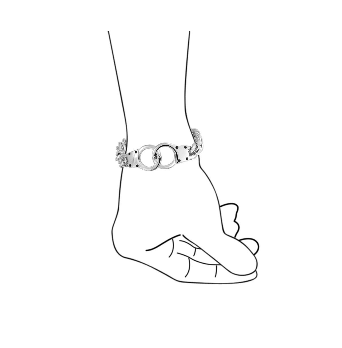 Bling Jewelry Biker Jewelry Interlocking Handcuff Bracelet with Padlock Curb Chain Stainless Steel