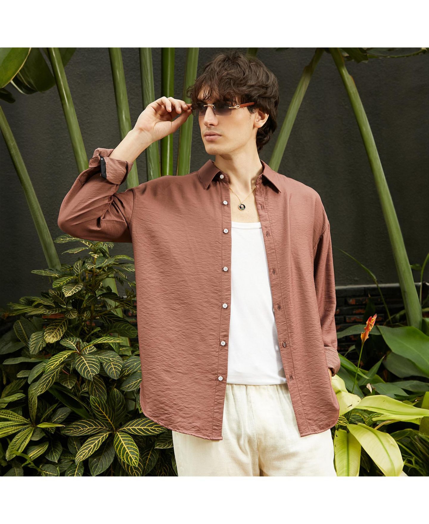 Мужская рубашка Cahoot Campus Sutra Mocha Brown Breezy Wrinked, цвет: Коричневый — фото 4