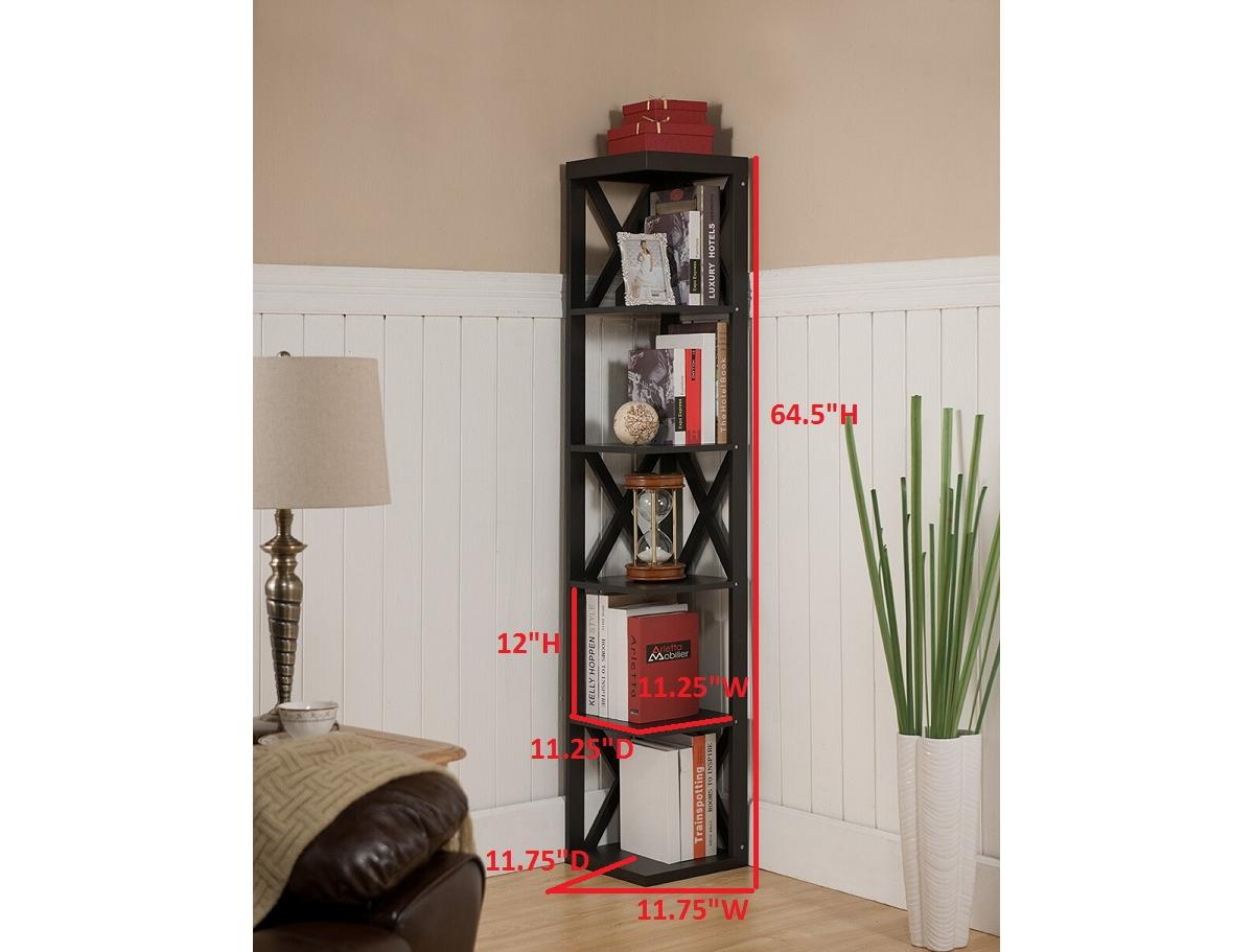 Kings Brand Furniture Corner Unit 5 Tier Bookshelf/Bookcase Display Stand, Espresso