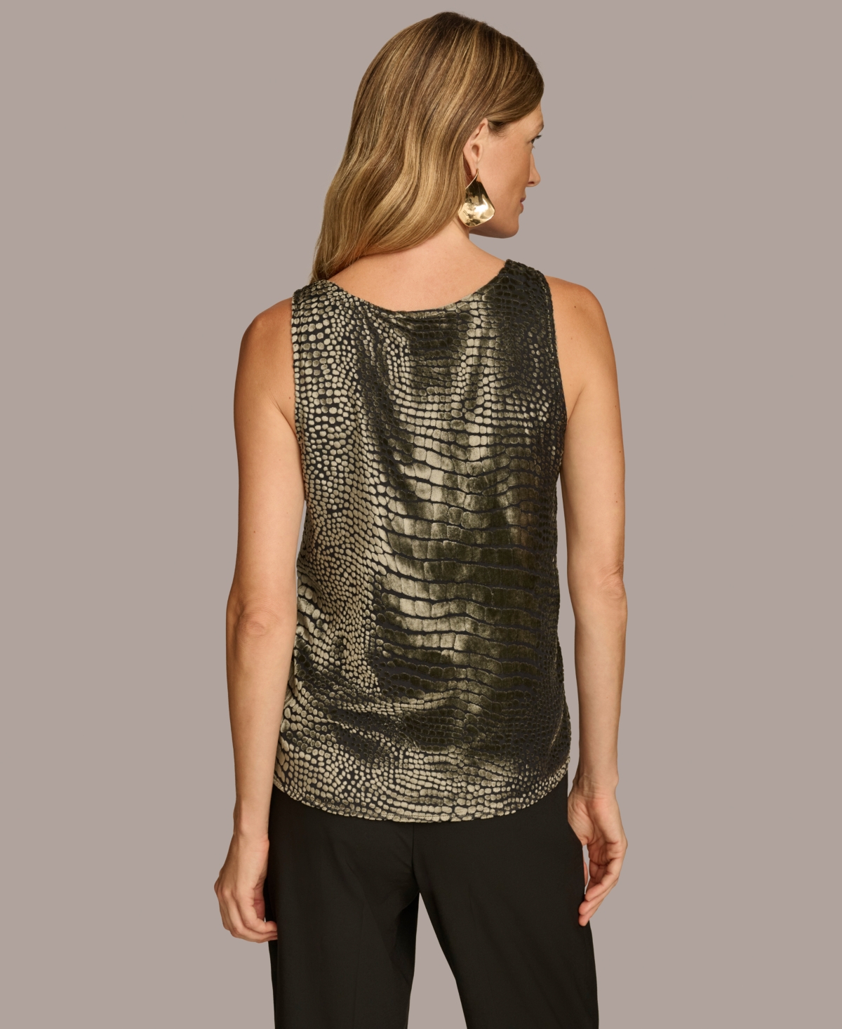 Donna Karan New York Women's Croc-Embossed Velvet Tank Top -blac