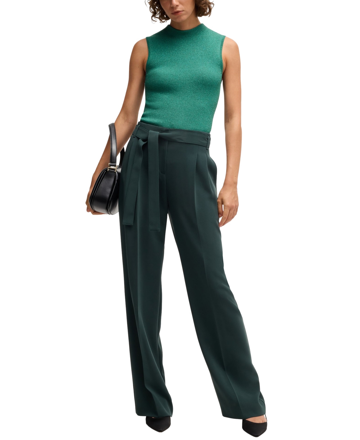 Hugo Boss Boss By  Women's Sleeveless Ribbed Top In Open Green