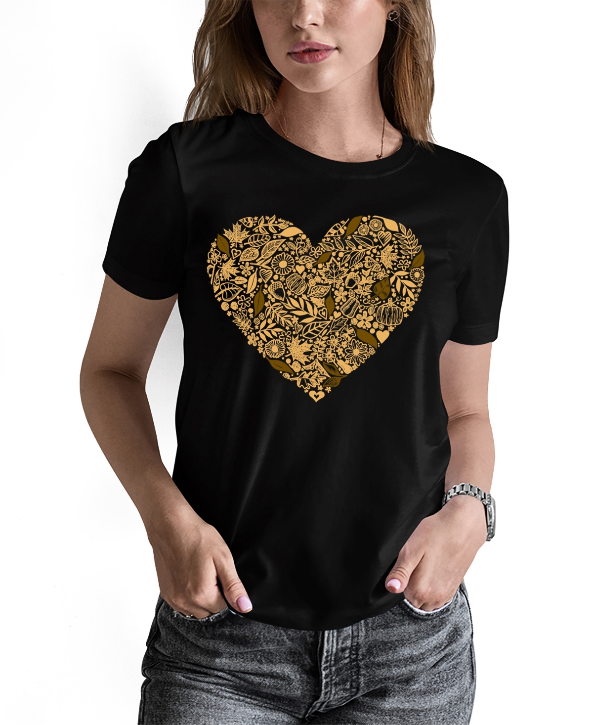 LA POP ART WOMEN'S FALL VIBES ART CREW NECK T-SHIRT 