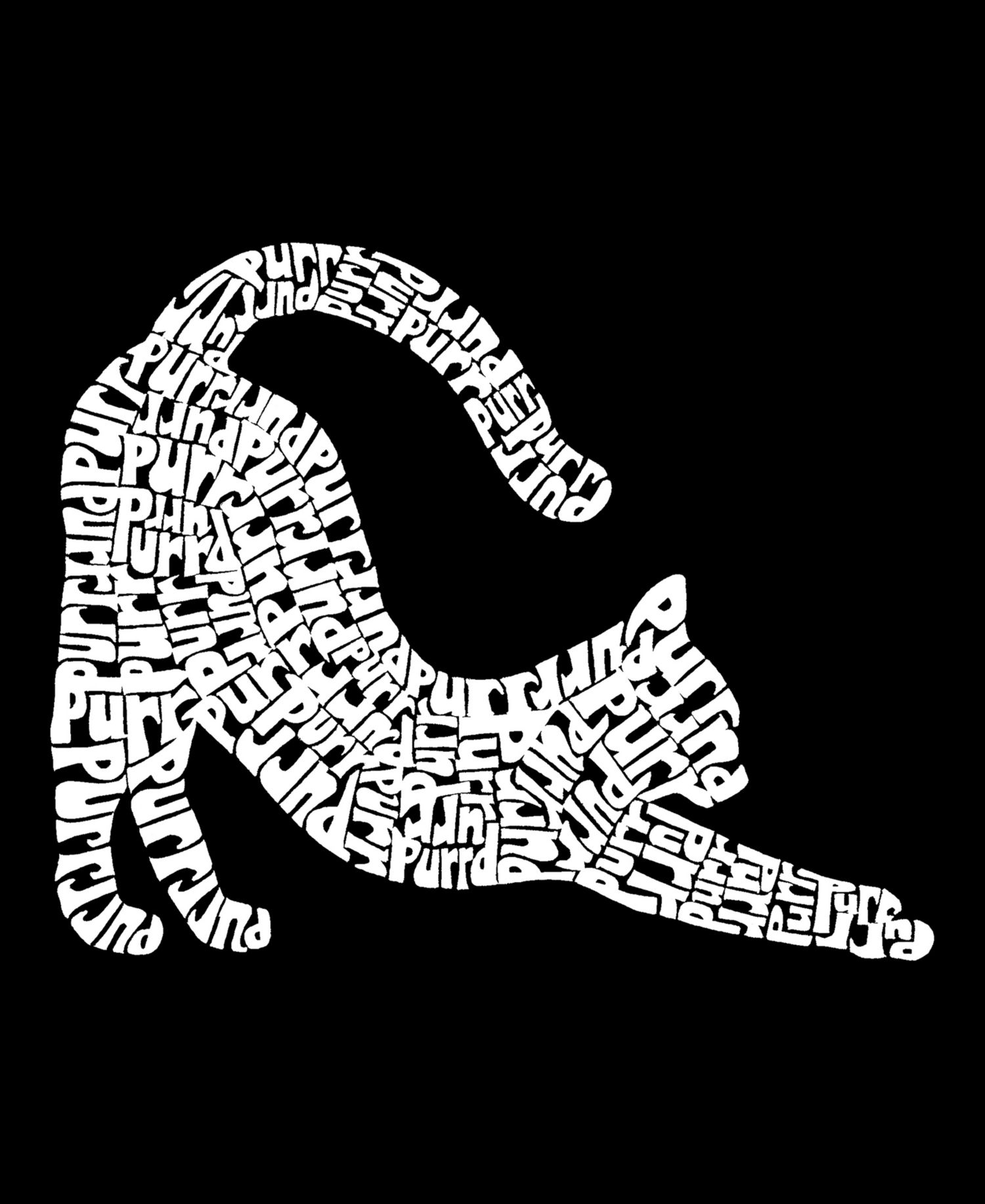 Women's Stretching Cat Word Art Crew Neck T-shirt