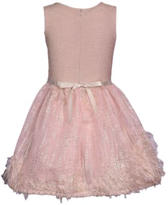 Bonnie Jean Girls' Lace Overlay Knit Dress – Chevron Print Hi-Low Hem With Shoulder Tie - View #9