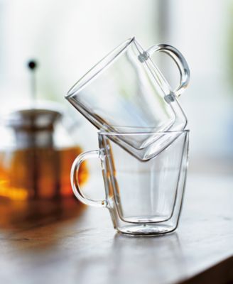 Bistro Double-Walled Glass Mugs, Set of 2