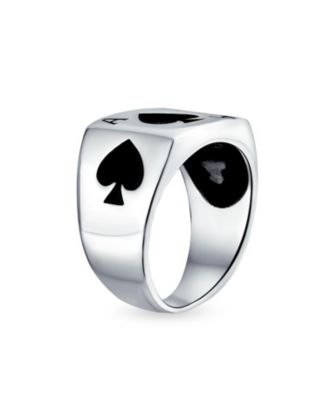 Lucky Las Vegas Gambler Ace Of Spade Ring .925 Sterling Silver