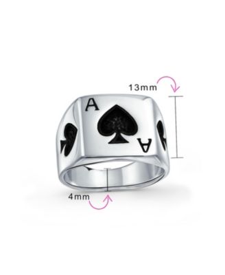 Lucky Las Vegas Gambler Ace Of Spade Ring .925 Sterling Silver