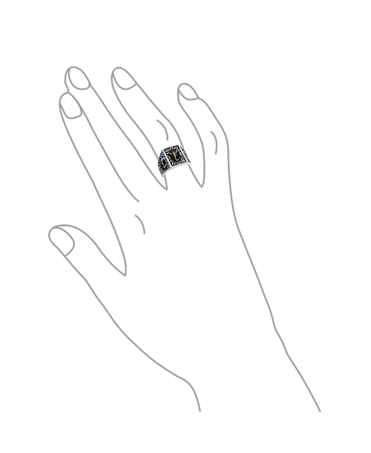Bling Jewelry Zodiac Scorpion Signet Ring Solid Two Tone Black .925- Silver