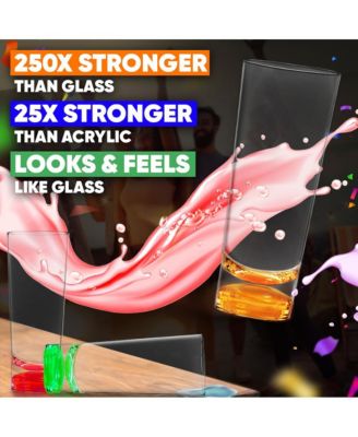 Unbreakable Tall Shot Glasses Set of 6 (2oz) - Stronger Than Glass (250x) & Acrylic (25x) - Colorful & Dishwasher-Safe