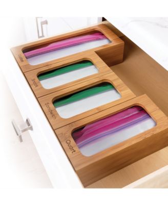 4-Piece Bamboo Food Storage Bag Holder Set