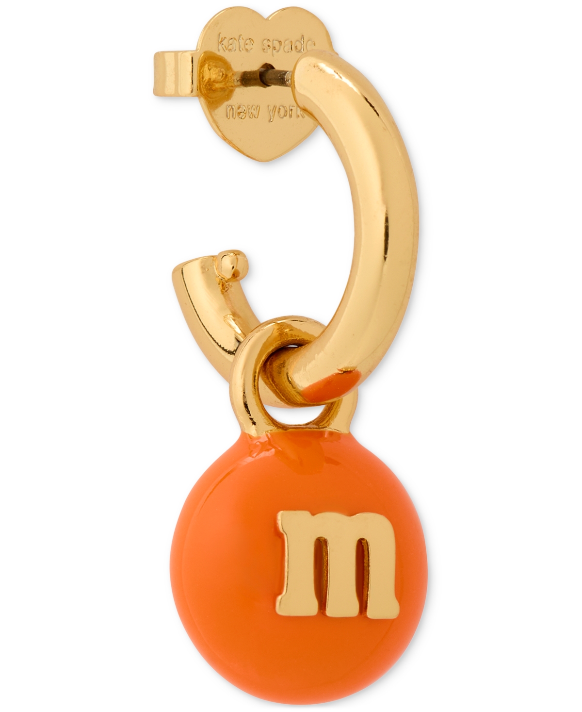 Kate Spade M&m X  New York Gold-tone M&m Charm Huggie Hoop Earrings In Orange,gol