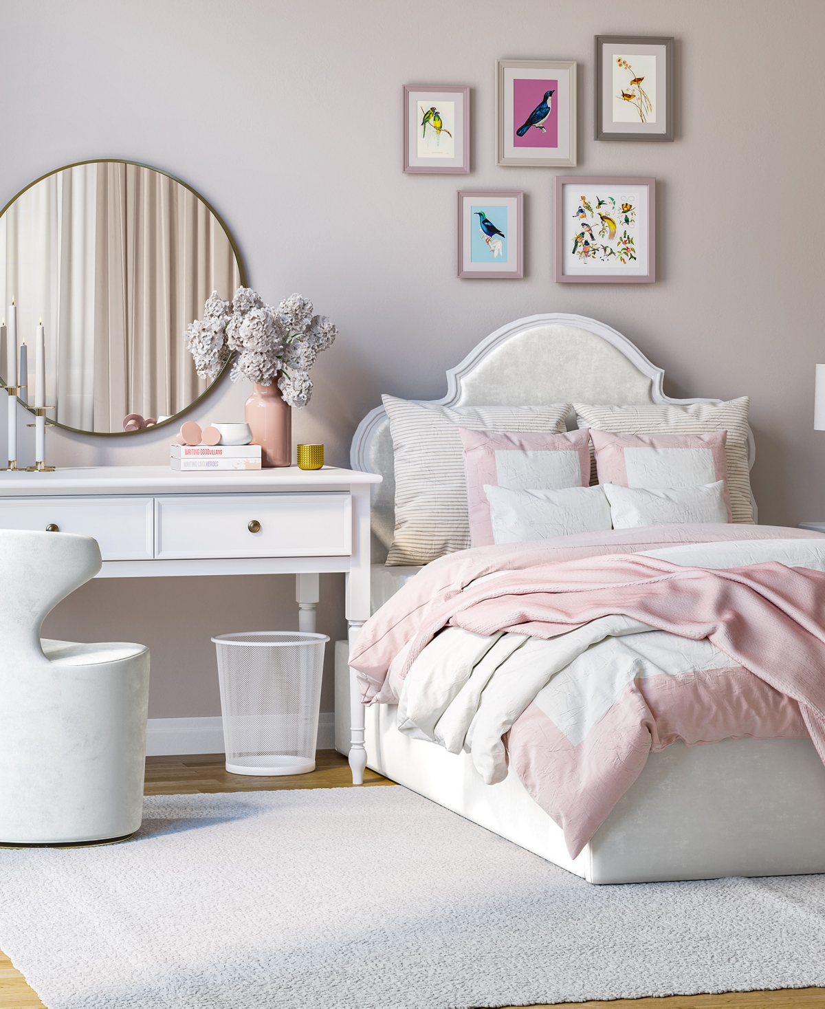 Seville Classics 2-pack 6-gallon Round Mesh Wastebasket Recycling Bin In White