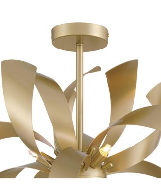 Verity Semi Flush-Mount Ceiling Light with Twisted 6-Light Modern LED Metal Fixture for Kitchen or Foyer