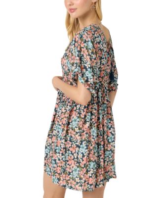 Juniors' Rosemary Terrece Floral-Print Babydoll Dress