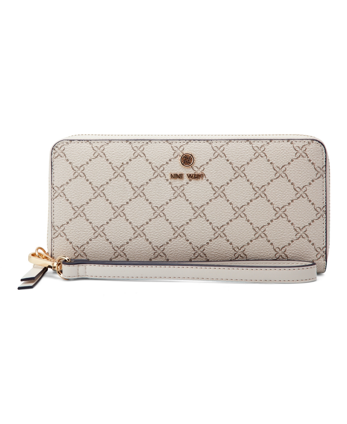 Nine West Lockup Zip Around With Wristlet Wallet In Mushroom Logo Milk