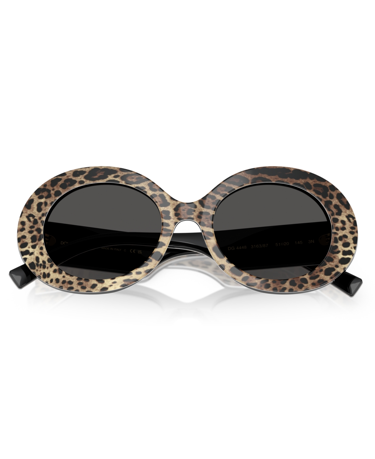 Dolce & Gabbana Leopard-print Round-frame Sunglasses In Top Leo On Black