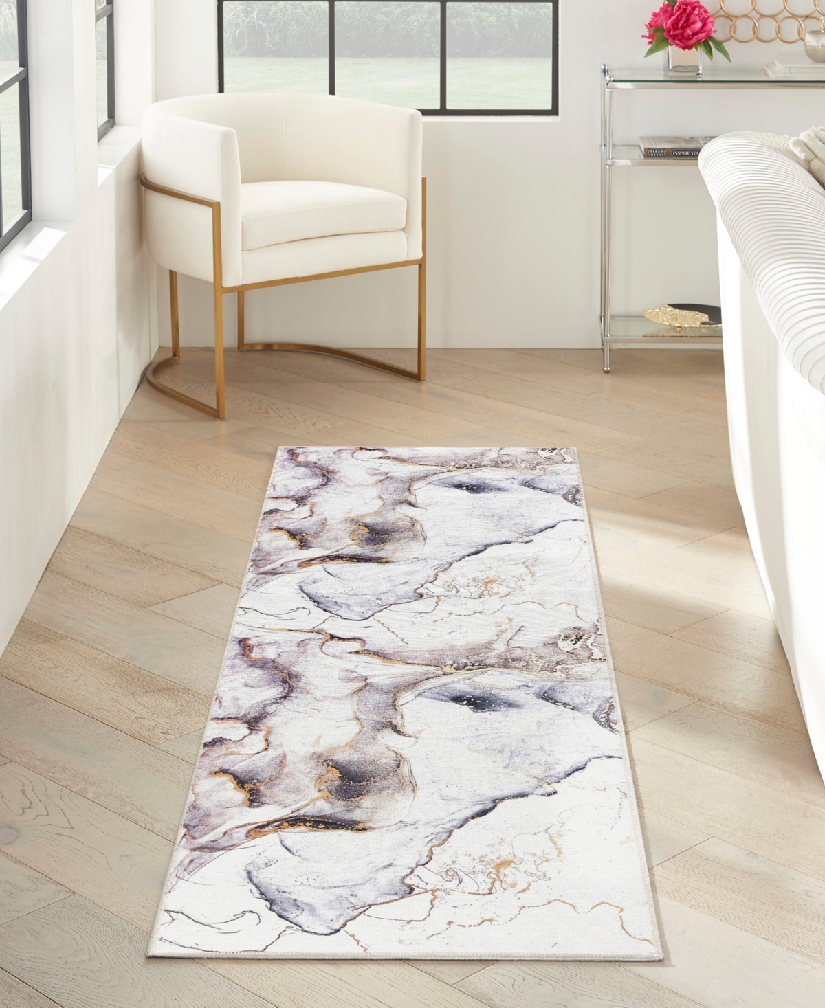 Inspire Me! Home Decor Daydream Washable Ddr01 2'2"x7'6" Runner Area Rug In Ivory