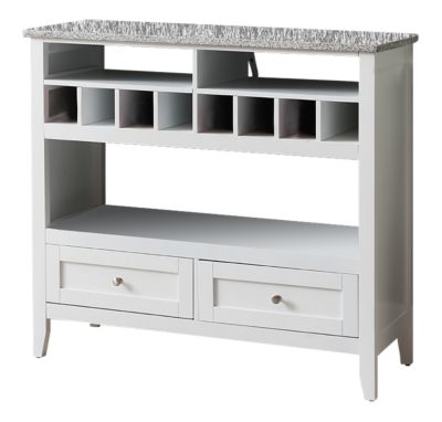 White With Marble Finish Buffet Display Console Table With Wine Storage