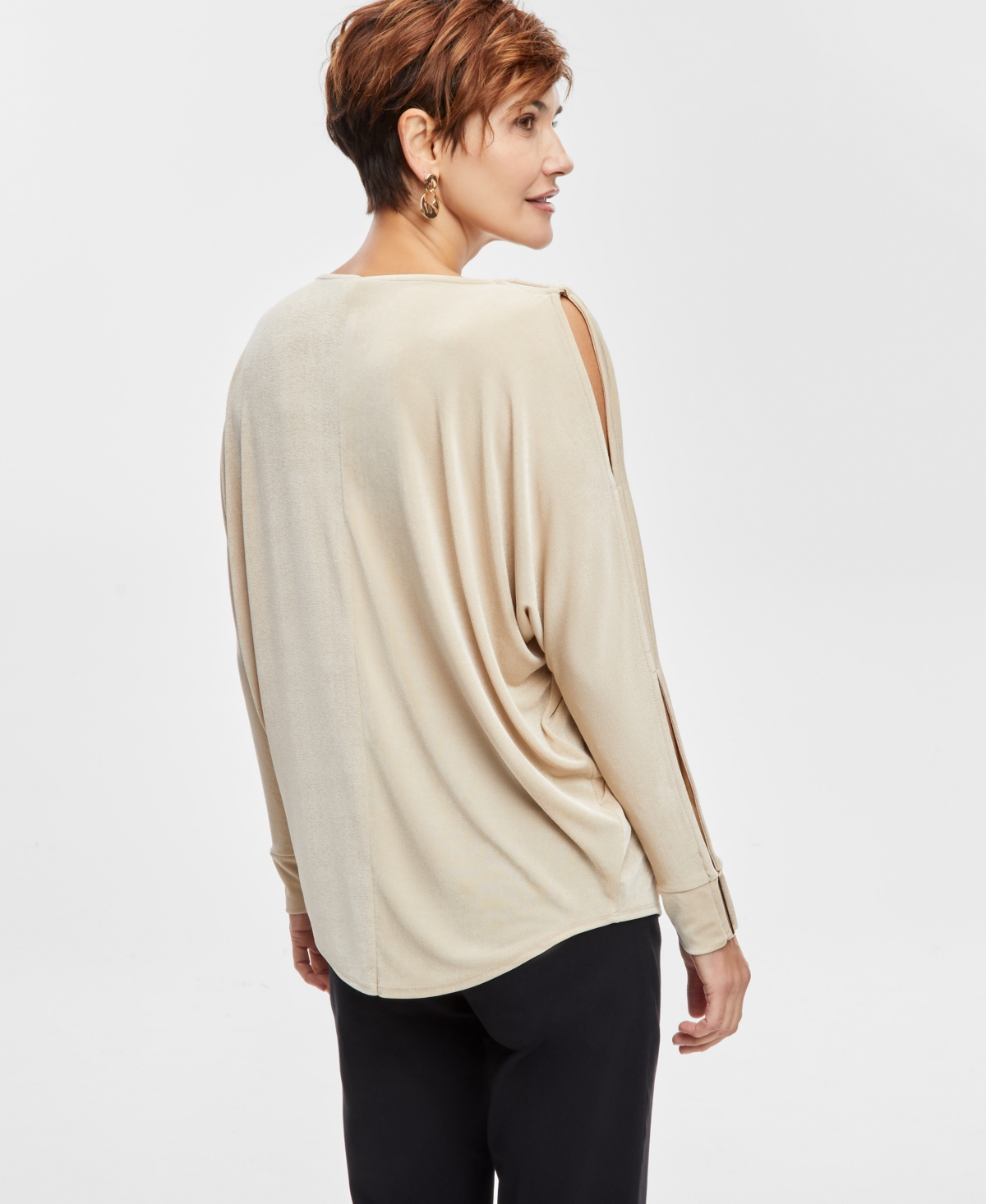Jm Collection Women's Solid-Color Hardware Jersey Top, Created for Macy's