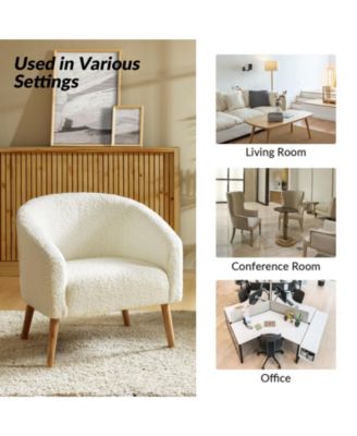 Modern Sebastian 30"W Boucle Armchair Solid Wood Leg