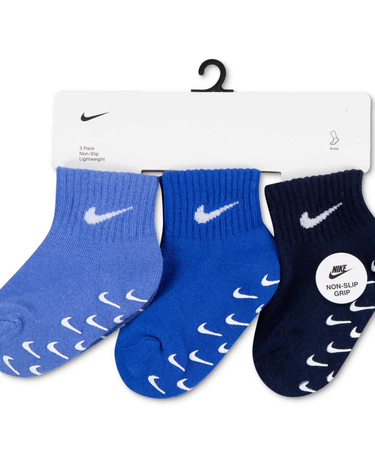 Nike Baby And Toddler Logo Gripper Ankle Socks, 3 Pack In  Polar