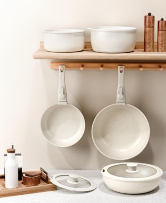 18-Piece Non-Stick Cookware Set with Silicone Tools, Detachable Handles, Space-Saving Design for All Stovetops