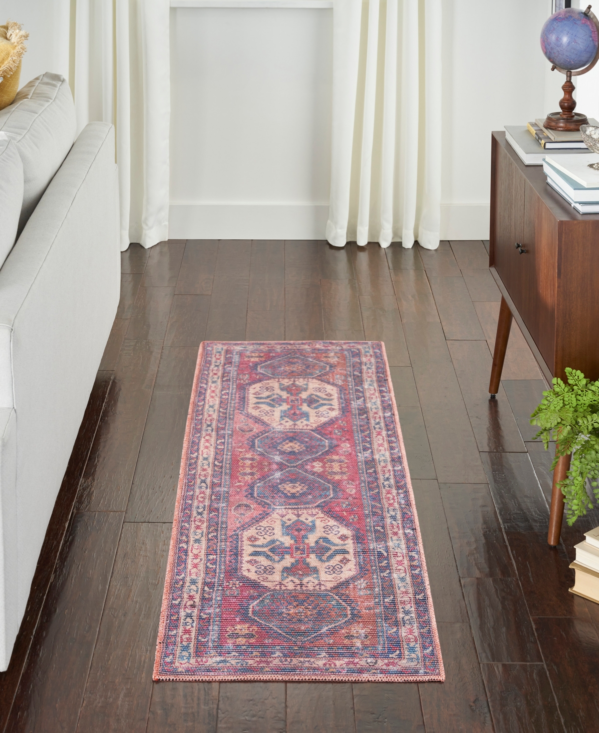 Nicole Curtis Machine Washable Series 1 SR105 2'2''x10' Area Rug - Navy