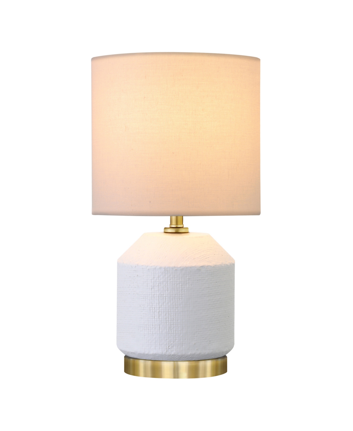 Hudson & Canal 15" Ceramic Esther Mini Lamp In Matte White,antiqued Brass