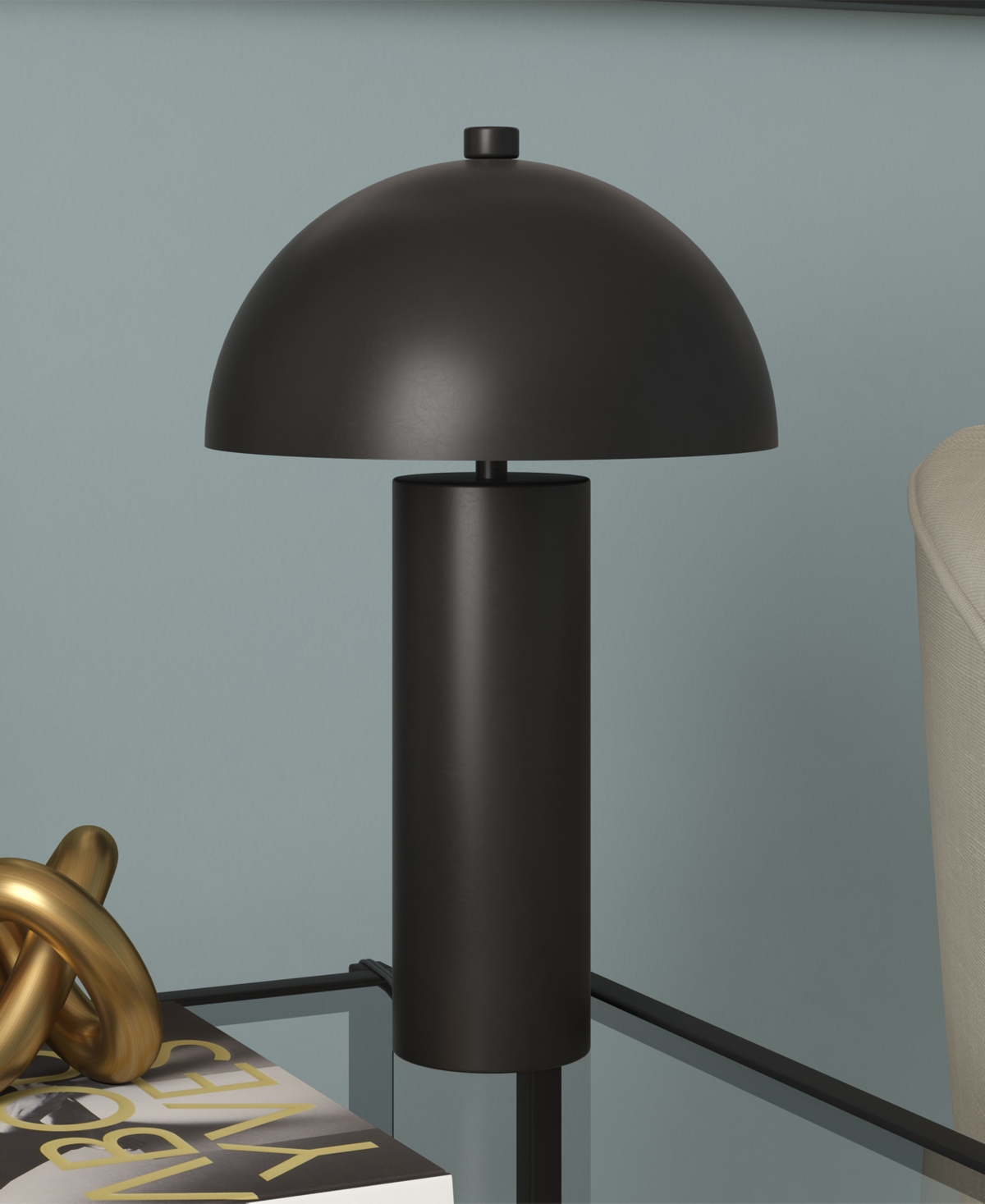 Hudson & Canal 15" Metal York Tall Mini Lamp In Blackened Bronze