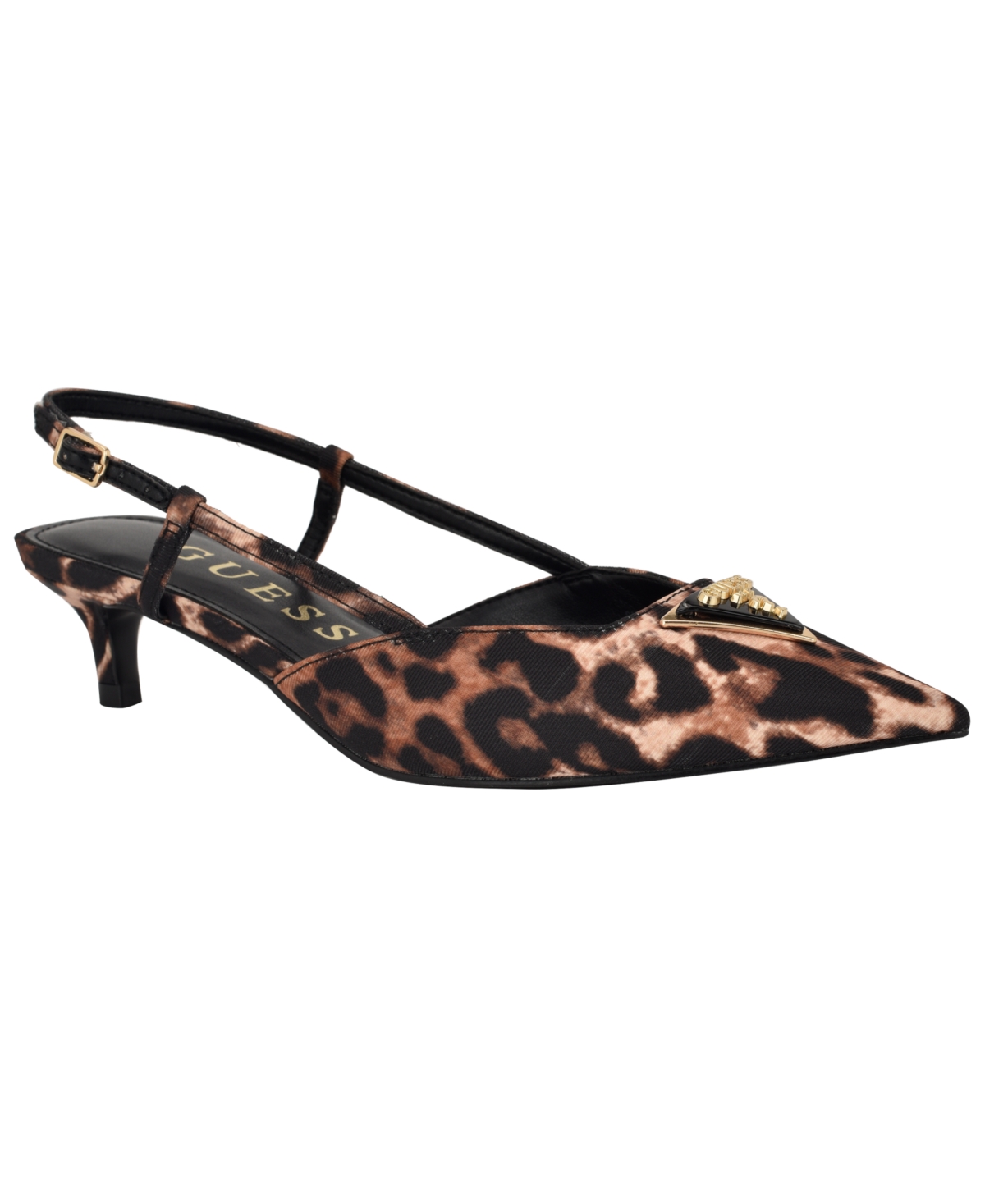 Guess Women's Jesson Logo Slingback Kitten Heel Pumps In Cheetah Print