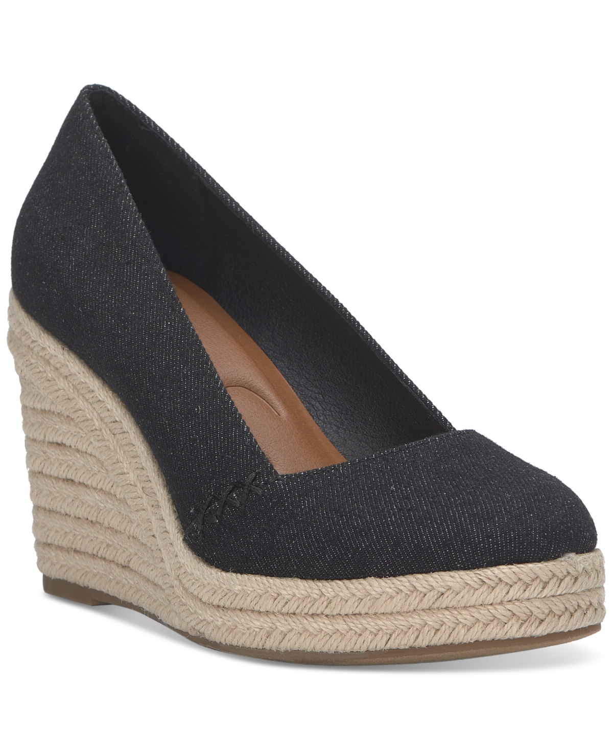 Lucky Brand Imula Platform Wedge Espadrille In Black Denim