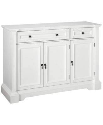 White Finish Wood Buffet Breakfront Cabinet Console Table With Storage, Drawers, Shelves