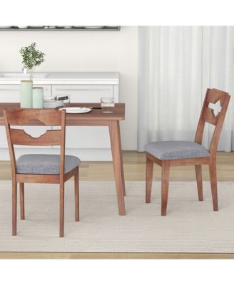 Set of 4 Dining Chair w/ Padded Seat High Back Rubber Wood Frame Kitchen Chairs