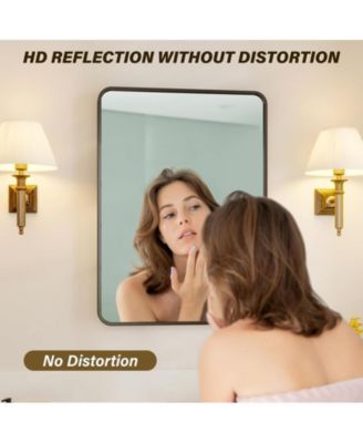 Bathroom Mirror, Black Wall Mirror, 24x36 Rectangle Mirror for Wal, Black Mirror for Bathroom, Environmentally Friendly Resin Mirror, Anti-Rust, Hangs Horizontally or Vertically