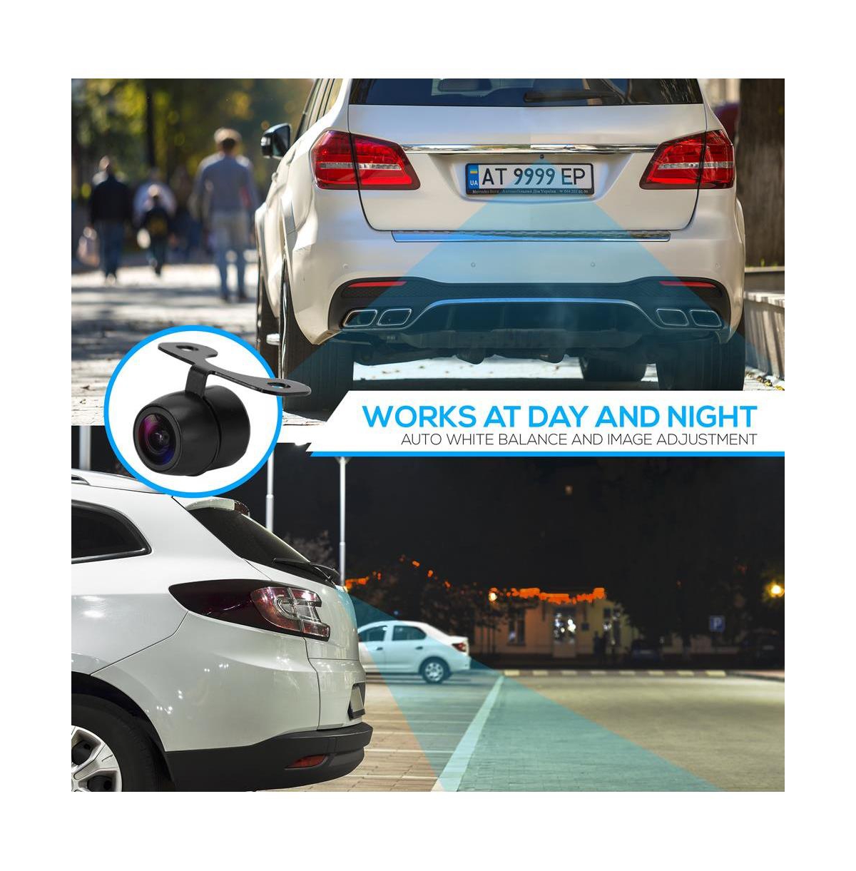 Pyle Compact Car Backup Camera with Night Vision, 170° Viewing Angle