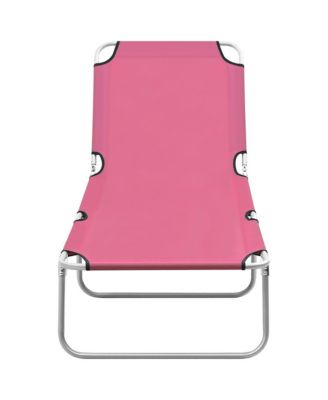 Sun Lounger Pink Oxford fabric, Powder-coated steel Standard
