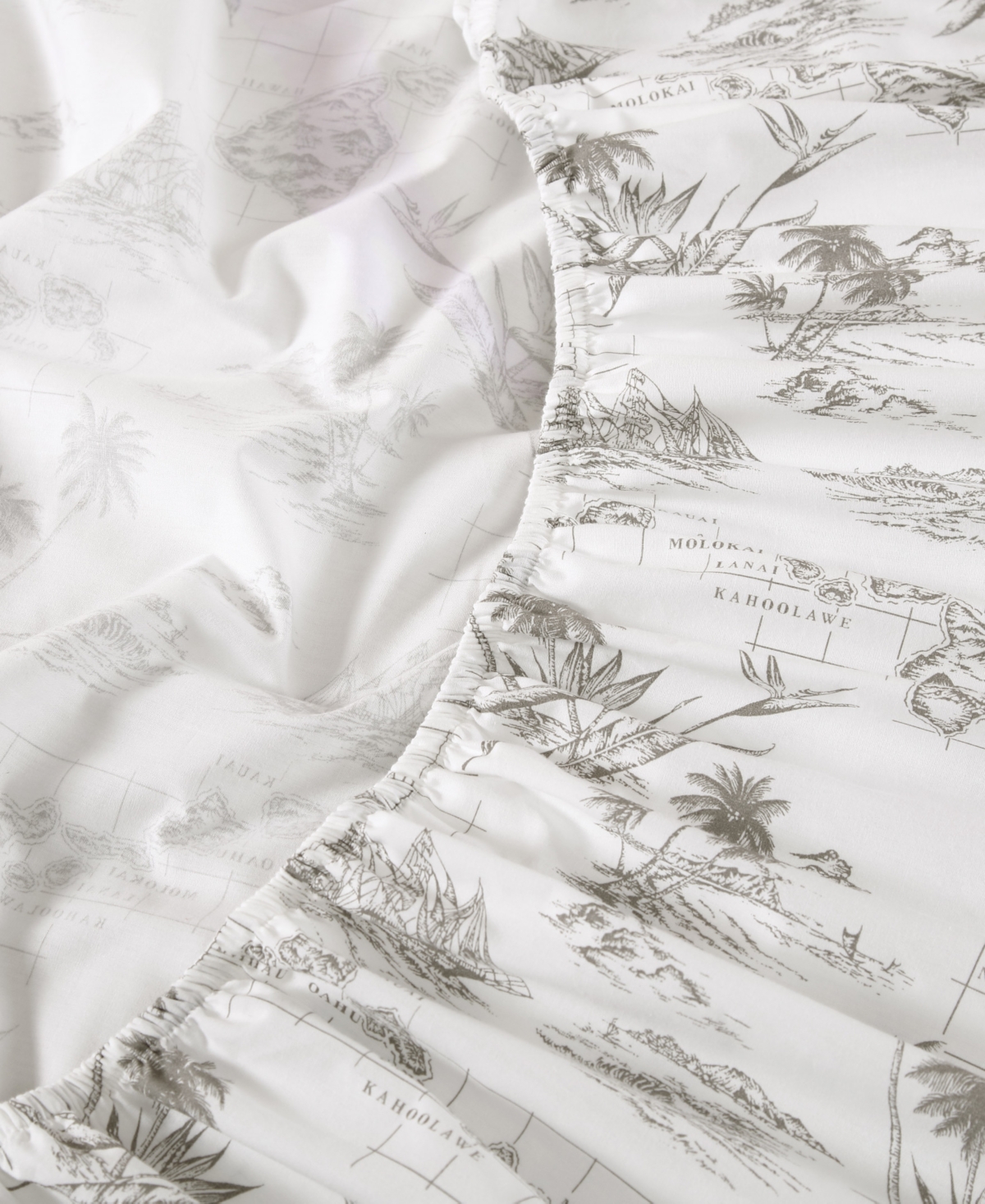 Tommy Bahama Cotton Percale 4 Piece Sheet Set, King In Classic Map