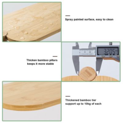 3 Tier Bamboo Wood Tall Corner Plant Rack Garden Flower Pot Holder for Balcony