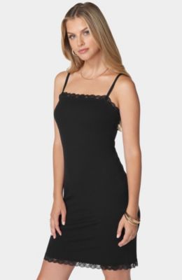 Women's Rib Midi Dress With Lace Trim