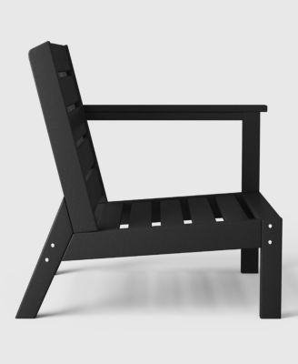 Outdoor Patio HDPE Left Arm Sectional  Weathered Wood Corner Club Chair with Patio Cushions